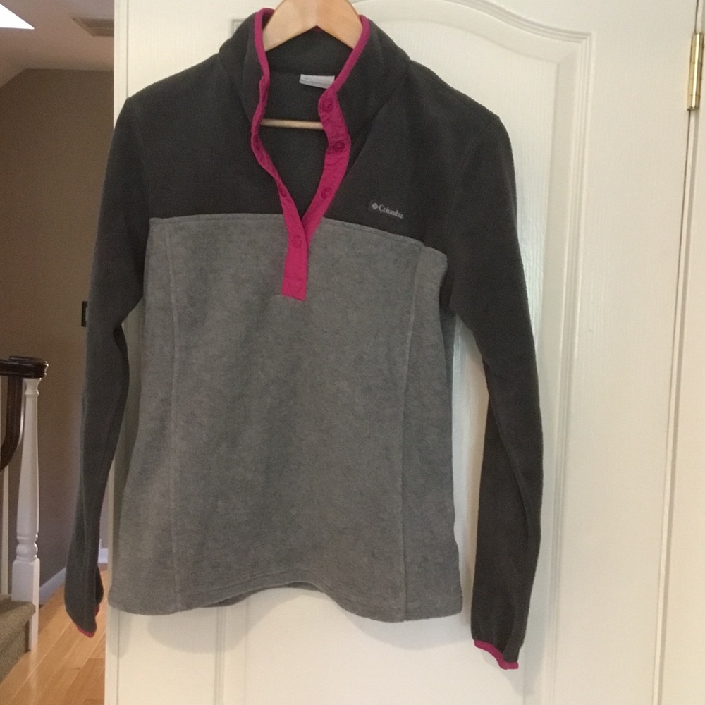 Columbia Charcoal and Magenta Fleece Top sz Medium